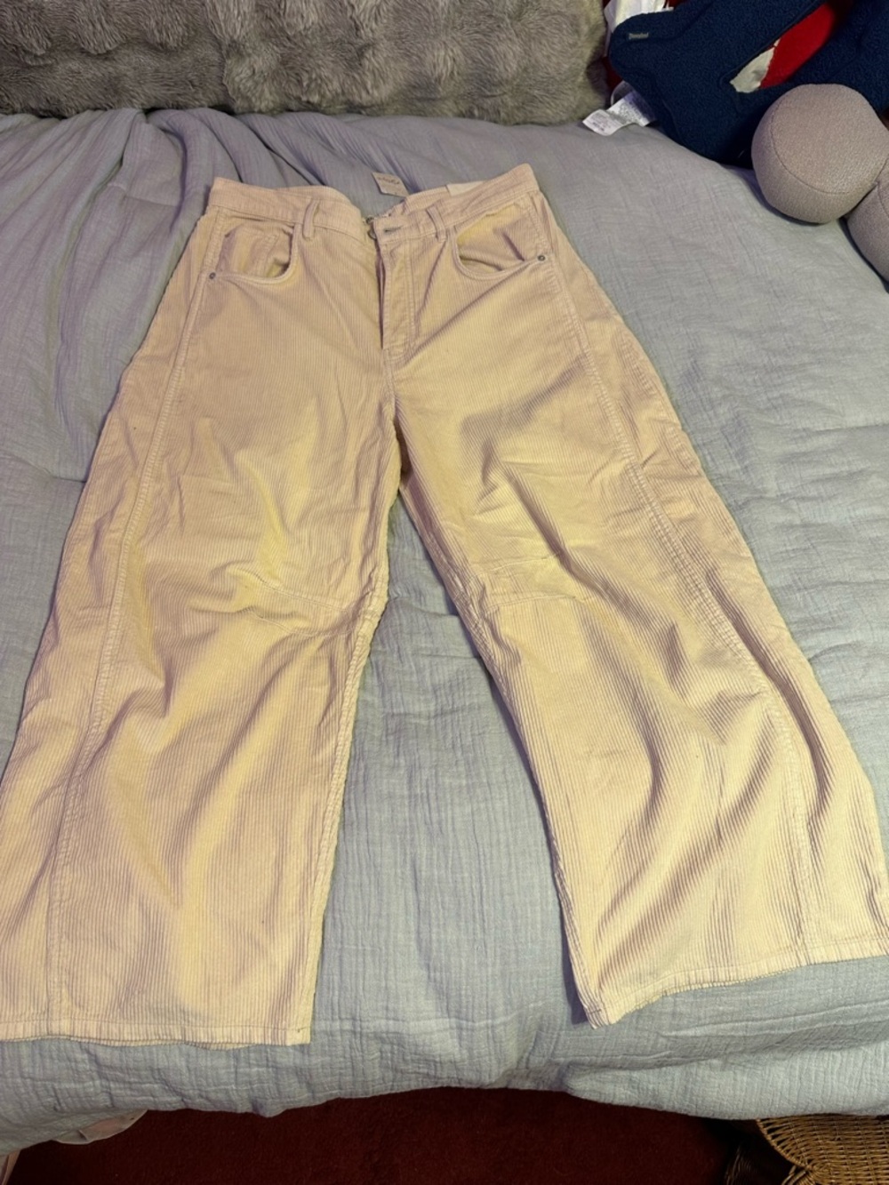 We the Free Free People Good Luck Barrel Jeans in crystal gray corduroy 32 - Picture 7 of 11